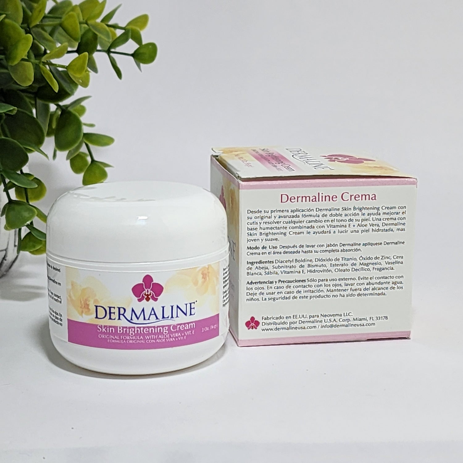 Dermaline Skin Brightening Cream with Aloe & Vitamin E Crema Blanqueadora 2 oz