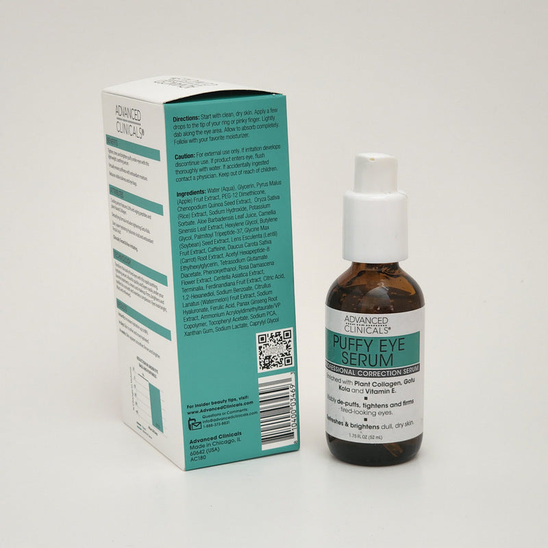 Advanced Clinicals Puffy Eye Serum 1.75oz Depuff tightens firms tired looking eyes