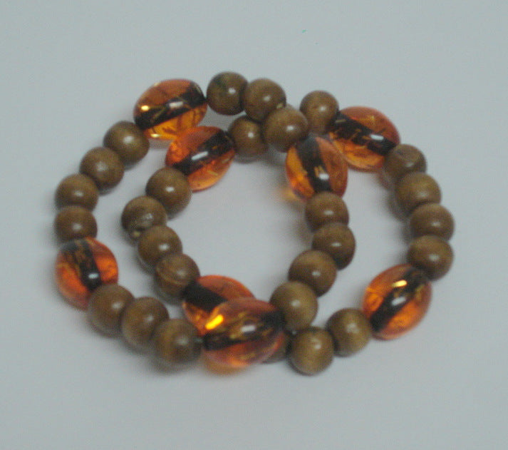 Wood and Beads Women Stretch Bracelet (set of 2)