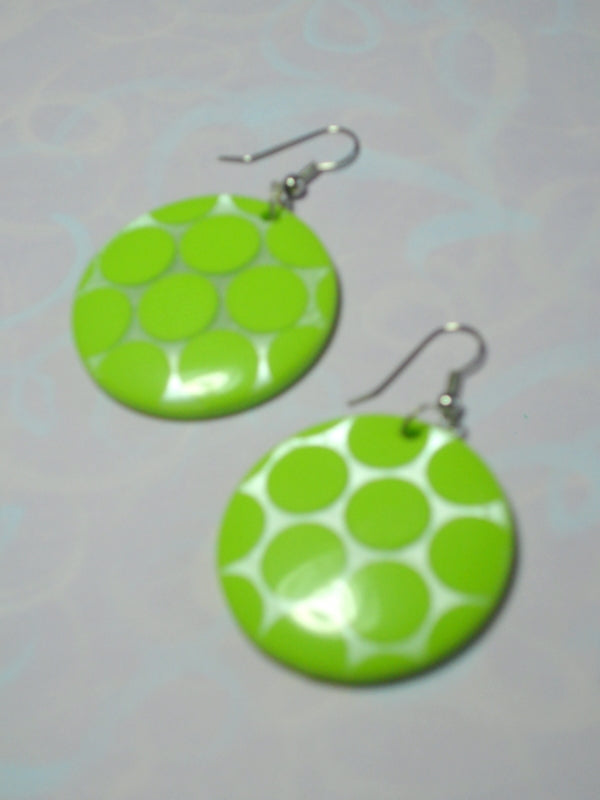 Bohemian polka dots green round earrings