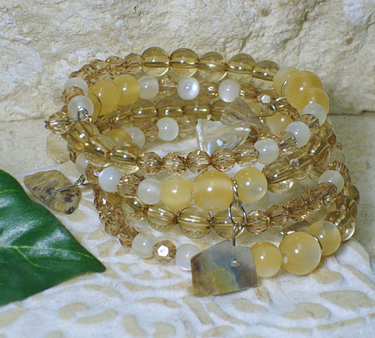 Beige spiral danglings bracelet