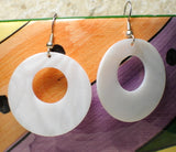 White nacar round women earrings