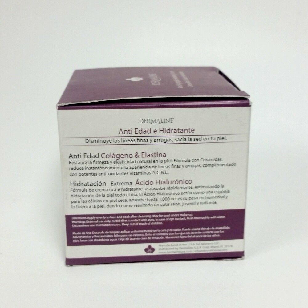 Dermaline Anti-Aging Hydrating Cream with Collagen Elastin & Hyaluronic Acid 2 oz