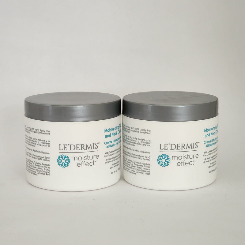 Ledermis Moisture Effect Face & Neck Cream Collagen Hyaluronic 4oz - Lot of 2