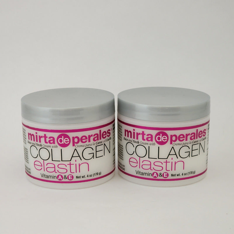 Mirta De Perales Collagen & Elastin Face & Neck Cream Vitamins A & E 4oz Lot of 2