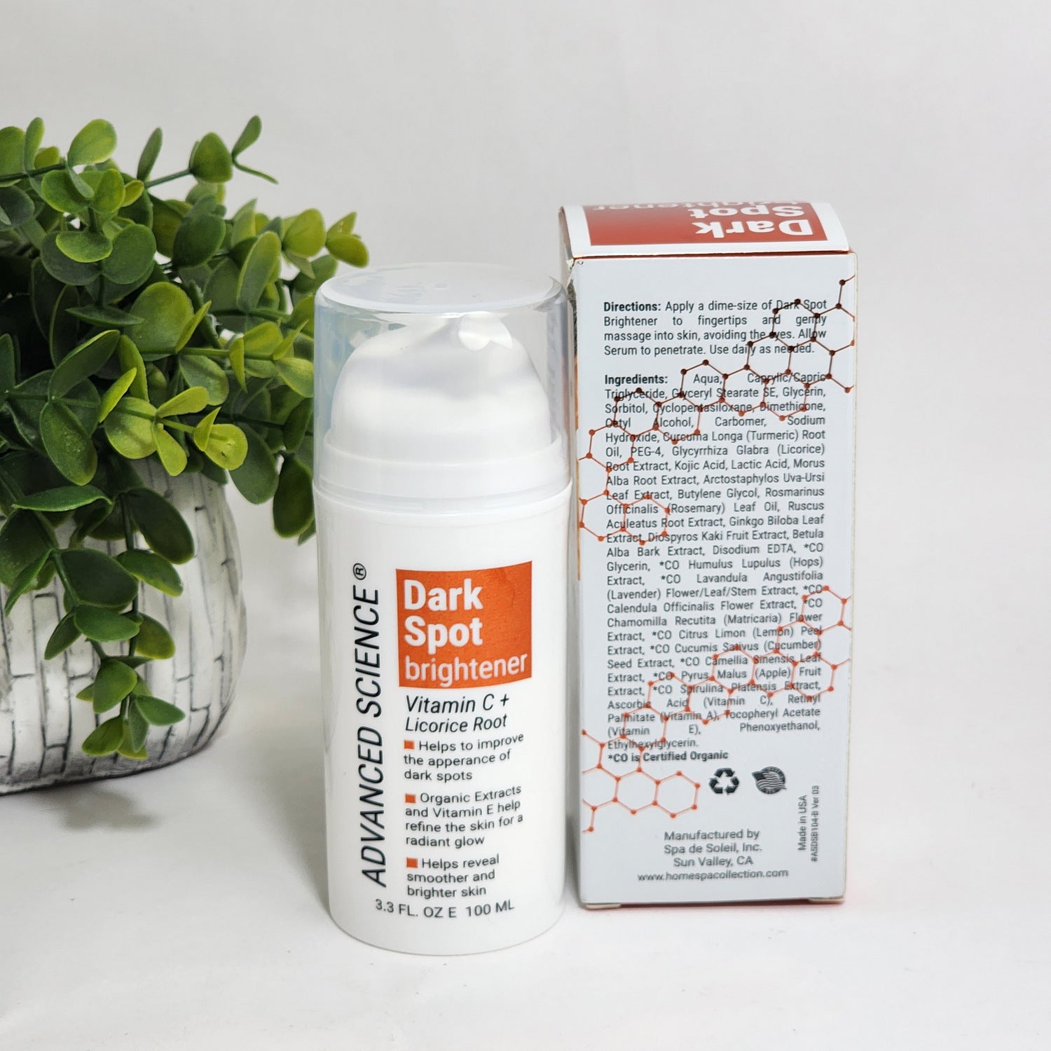 Advanced Science Dark Spot Brightening Vitamin C + Licorice Root 3.3 Fl Oz Pump