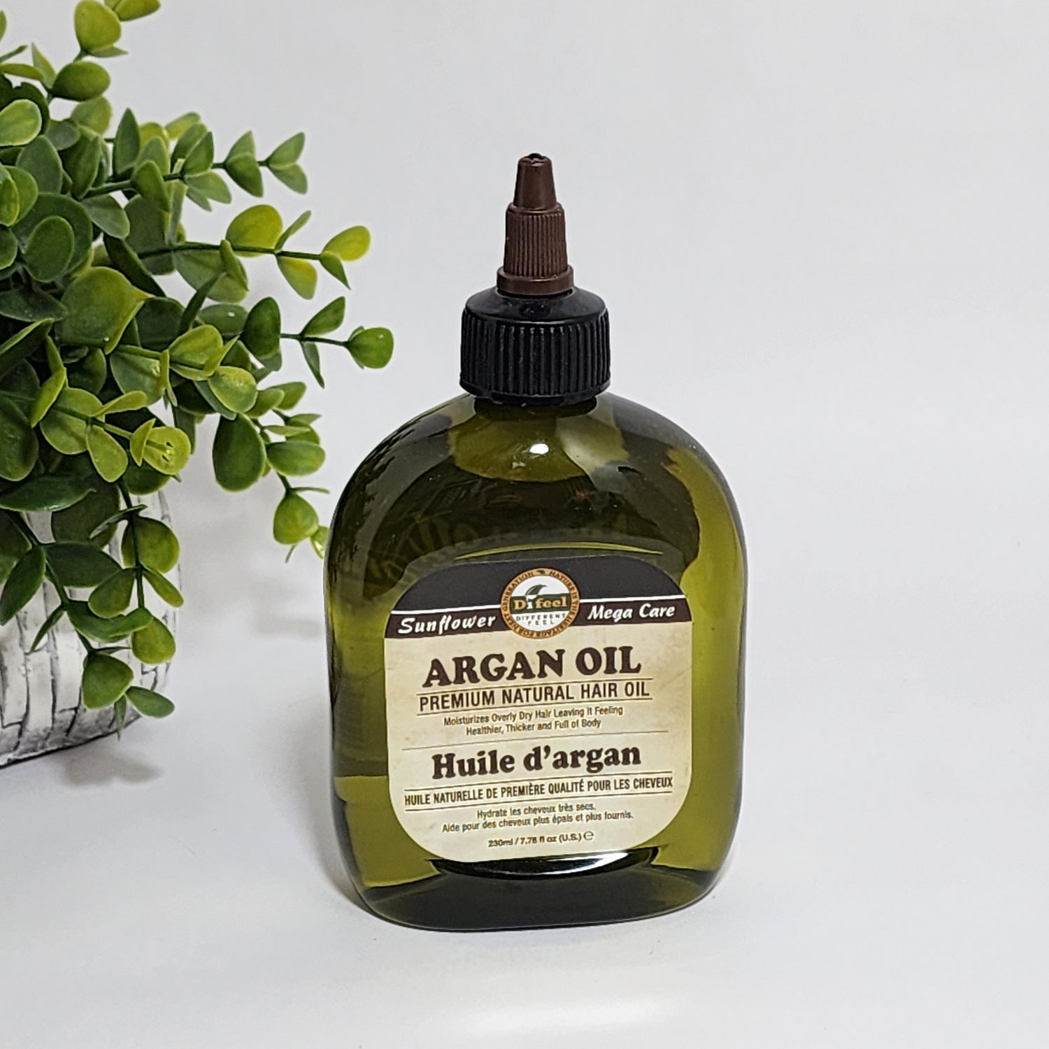 Difeel Argan Oil Premium Natural Hair Oil 7.78 fl oz /230mL Moisturizes Dry Hair