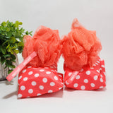 Dirty Works Beauty Shower Puff & Shower Cap Hot Pink Color Polka Dot - 2 Sets