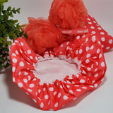 Dirty Works Beauty Shower Puff & Shower Cap Hot Pink Color Polka Dot - 2 Sets