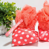 Dirty Works Beauty Shower Puff & Shower Cap Hot Pink Color Polka Dot - 2 Sets