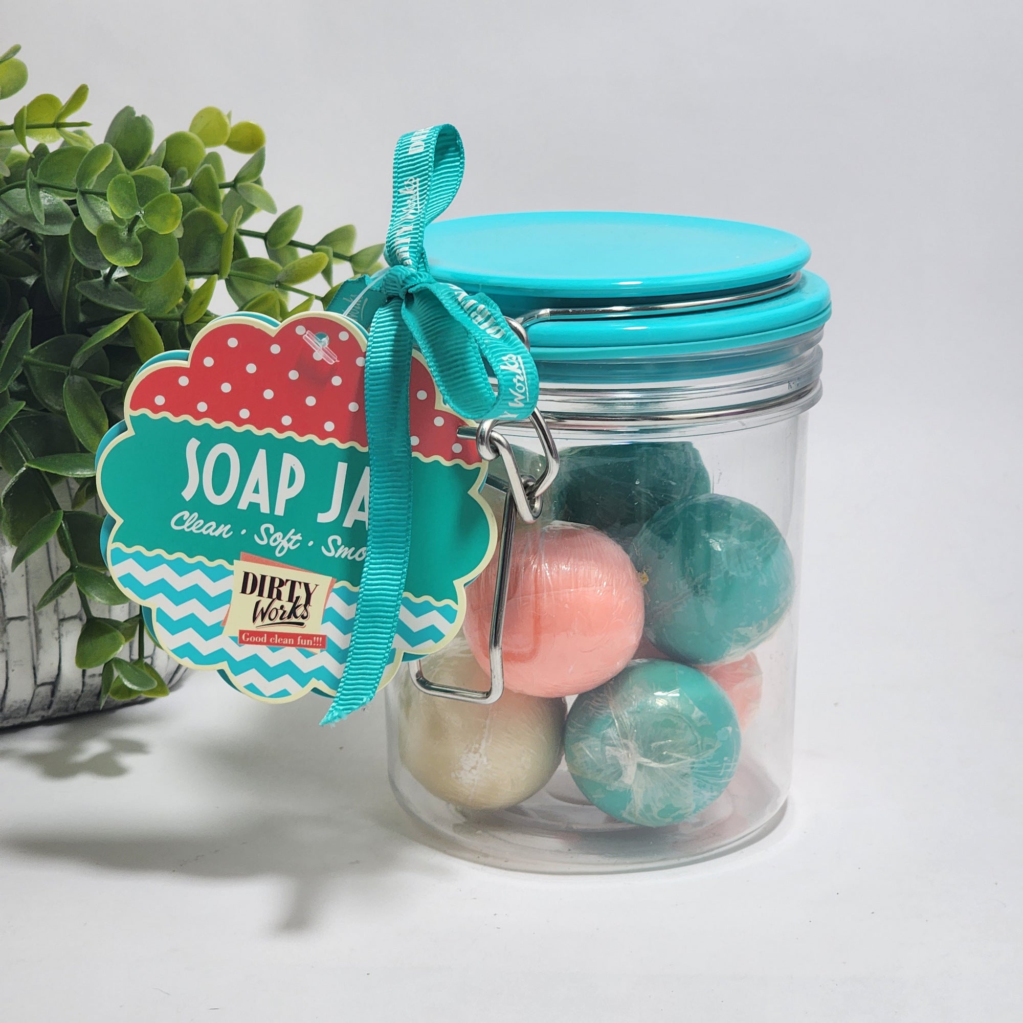 Dirty Works Soap Jar Clean Soft Smooth with 8 Fragranced Soap Spheres 25g each