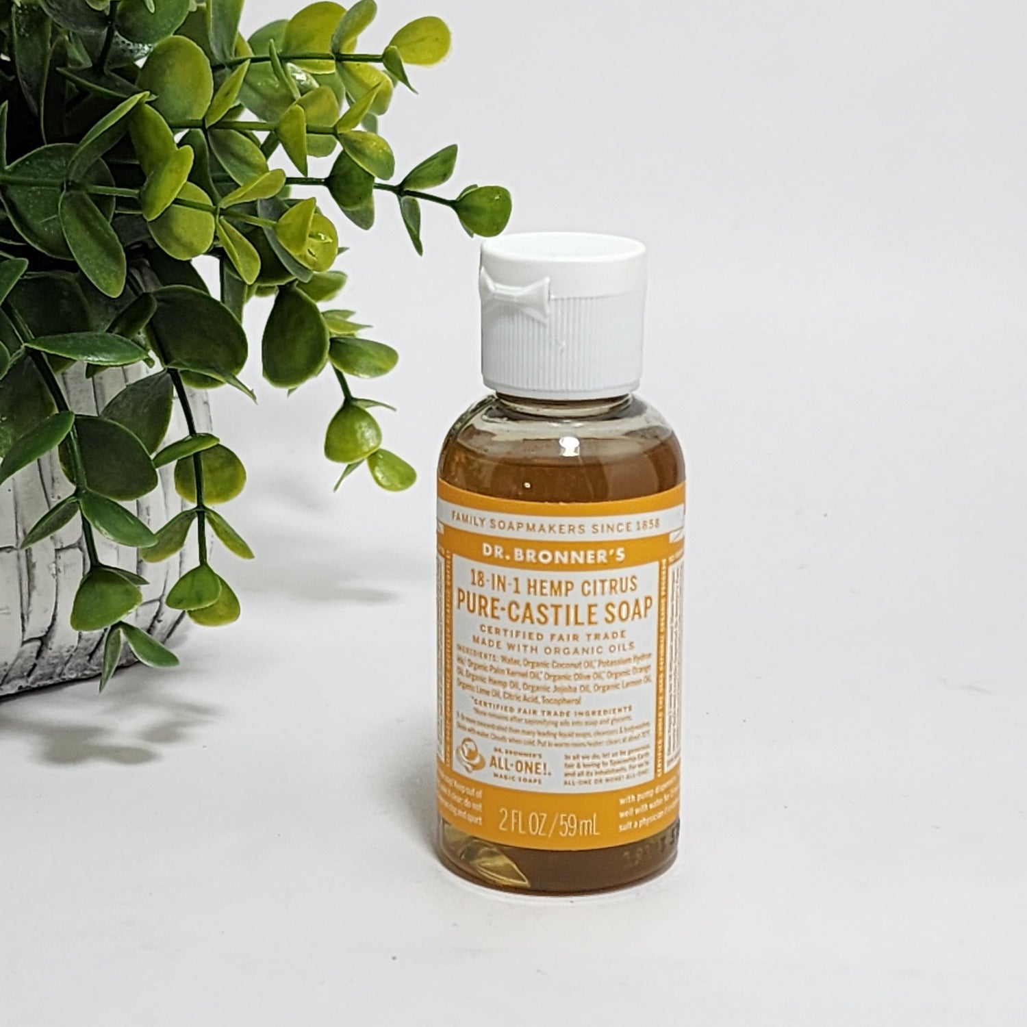 Dr. Bronner’s Pure-Castile Soap ~ 18 in 1 Hemp Citrus ~ 2 fl oz / 59 mL