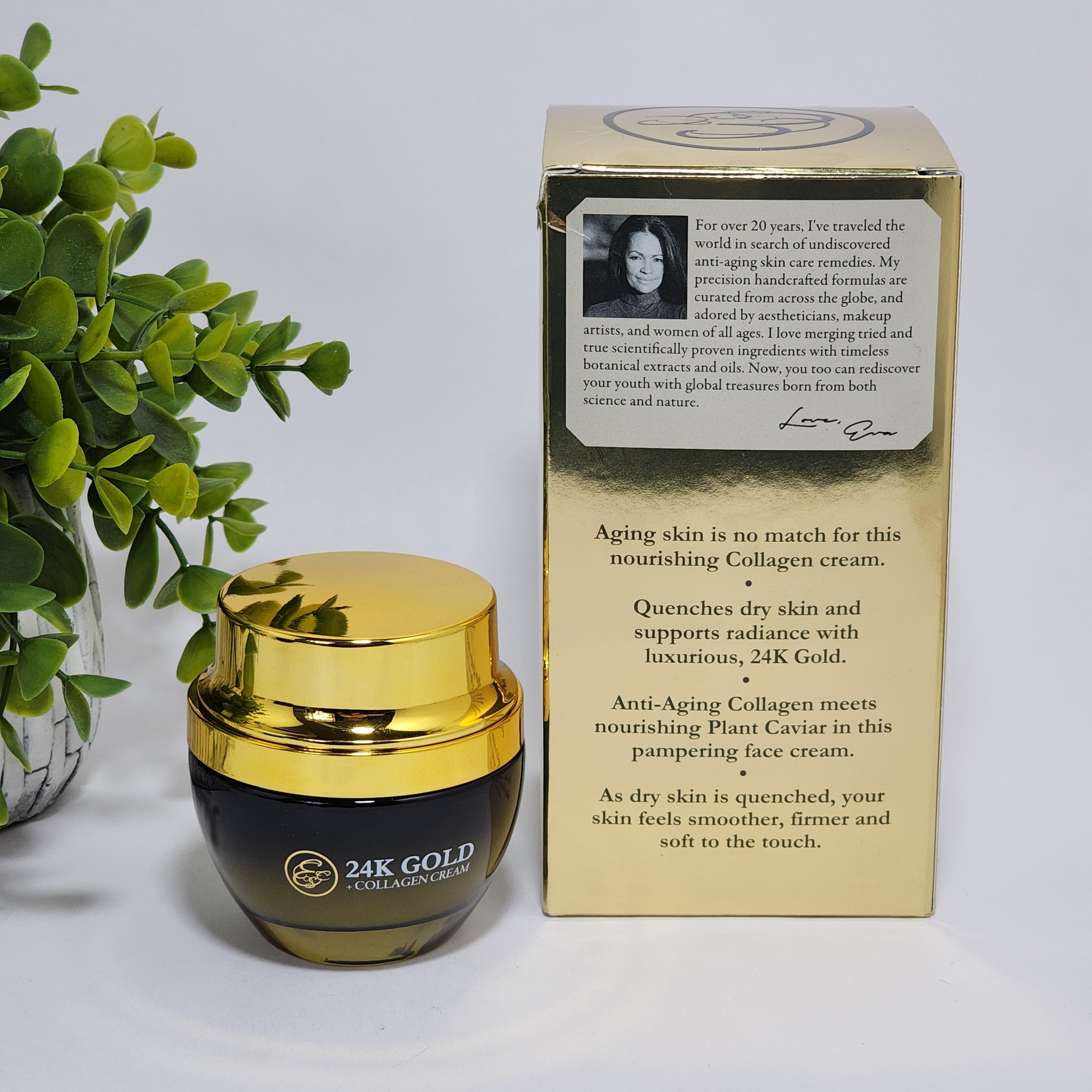 Eva St. Claire 24K Gold + Collagen Cream Illuminates & Firms Aging Skin 1.75 oz