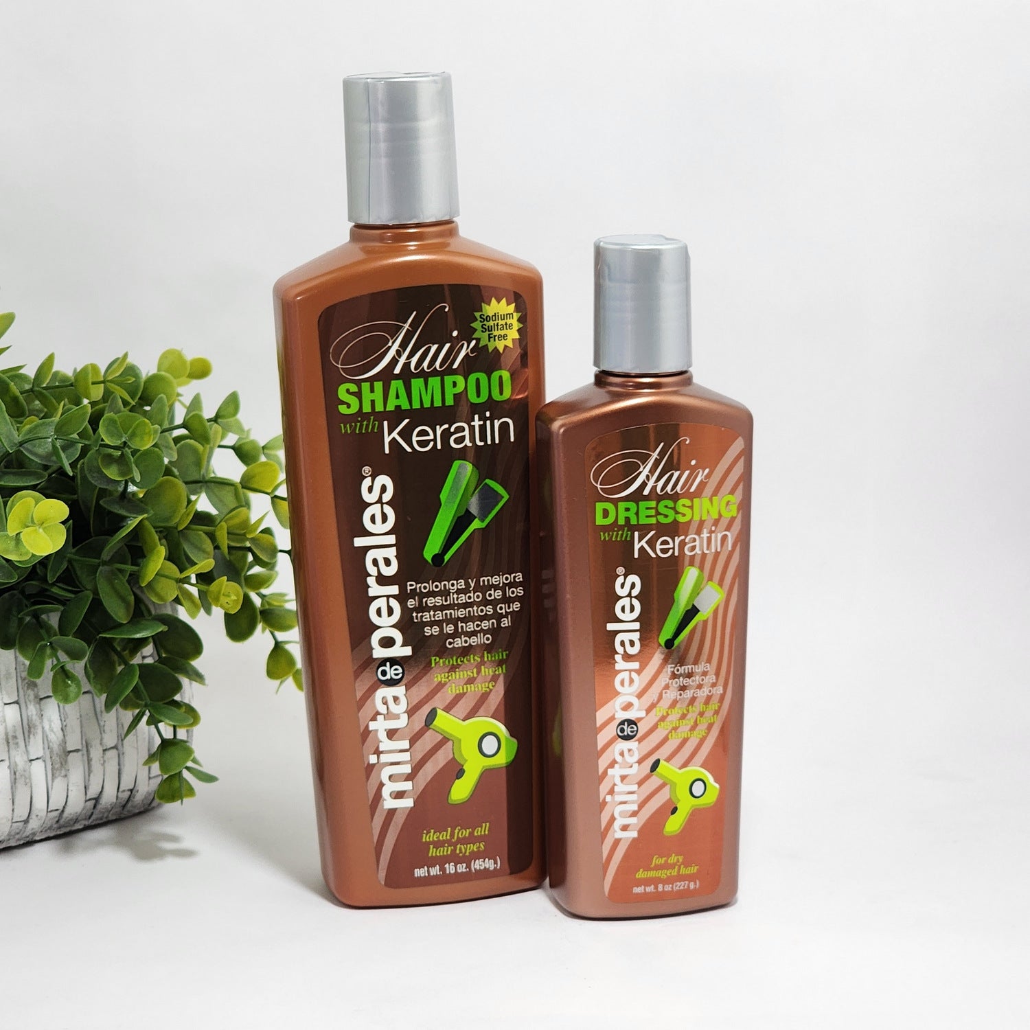 Mirta de Perales Hair Shampoo & Hair Dressing Leave-In Cream with Keratin 2-Pc Set