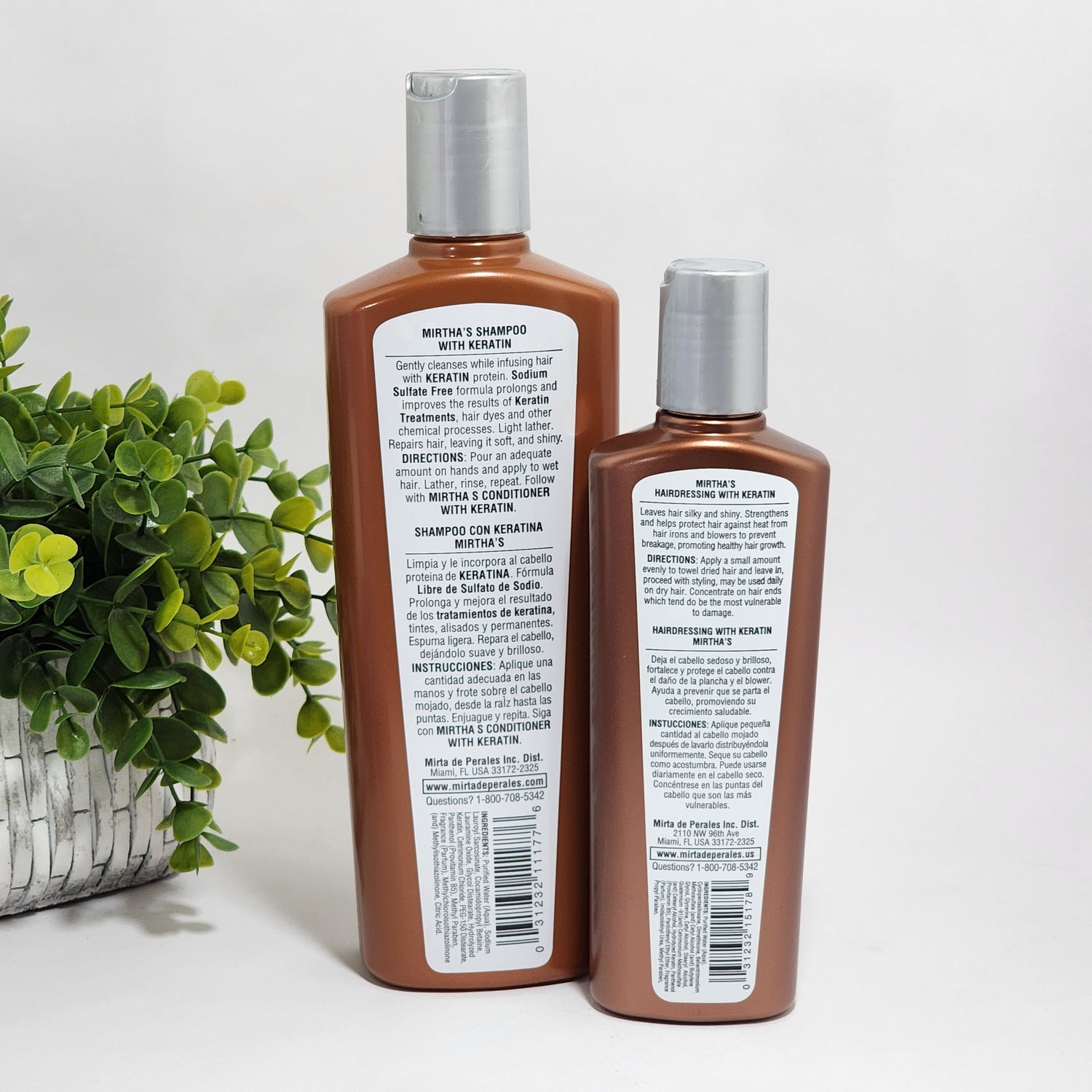 Mirta de Perales Hair Shampoo & Hair Dressing Leave-In Cream with Keratin 2-Pc Set