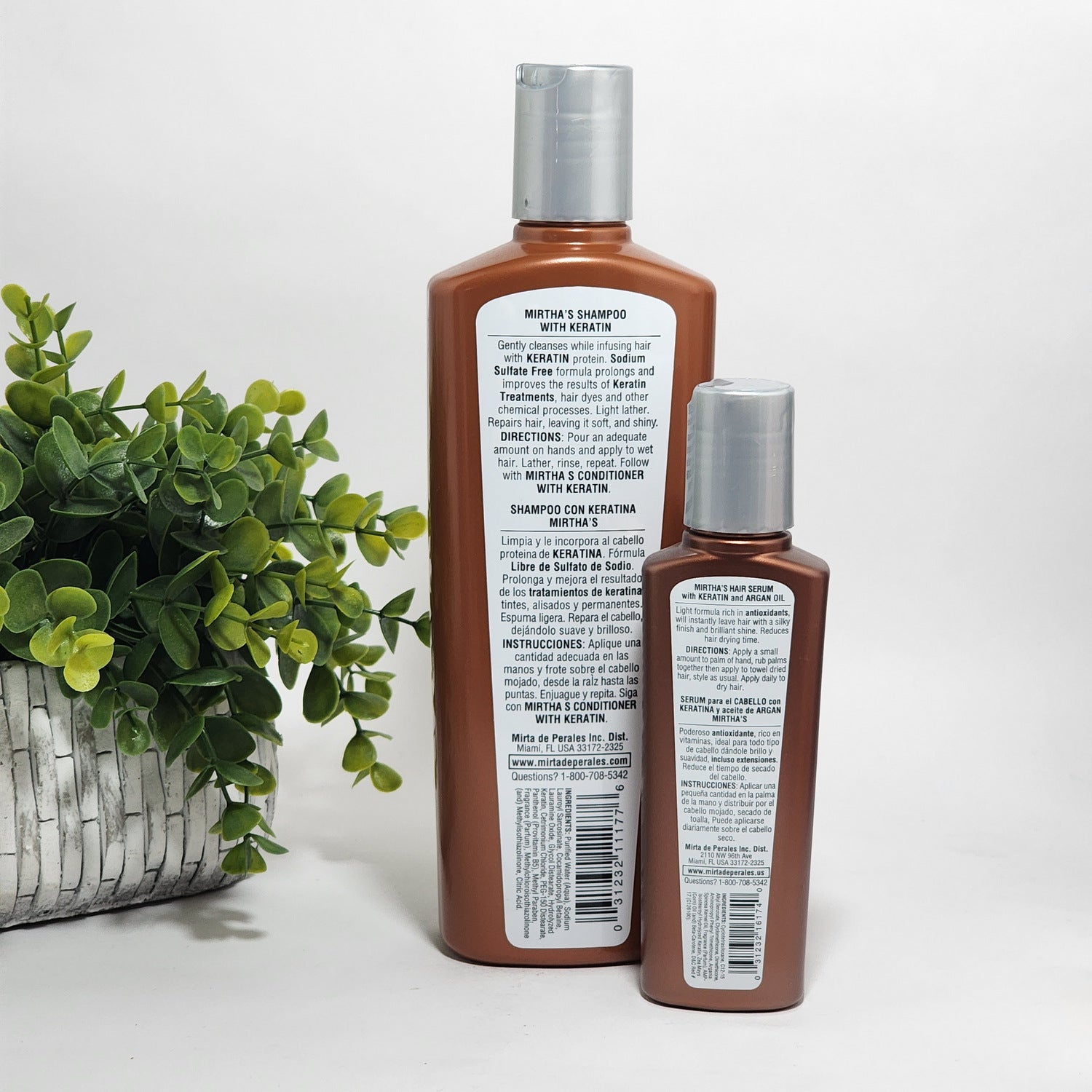 Mirta de Perales Hair Shampoo & Moroccan Argan Oil Serum with Keratin 2-Pc Set