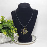 Necklace Bronze Starburst Sun Star Pendant on 16