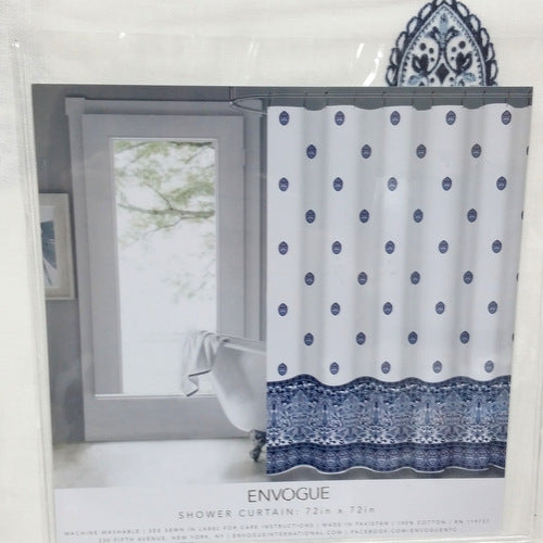 Envogue Shower Curtain Blue And White