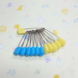 Baby Diaper Pins Safety Pin Lock Cloth Locking Clip Blue & Yellow - 12 Pcs