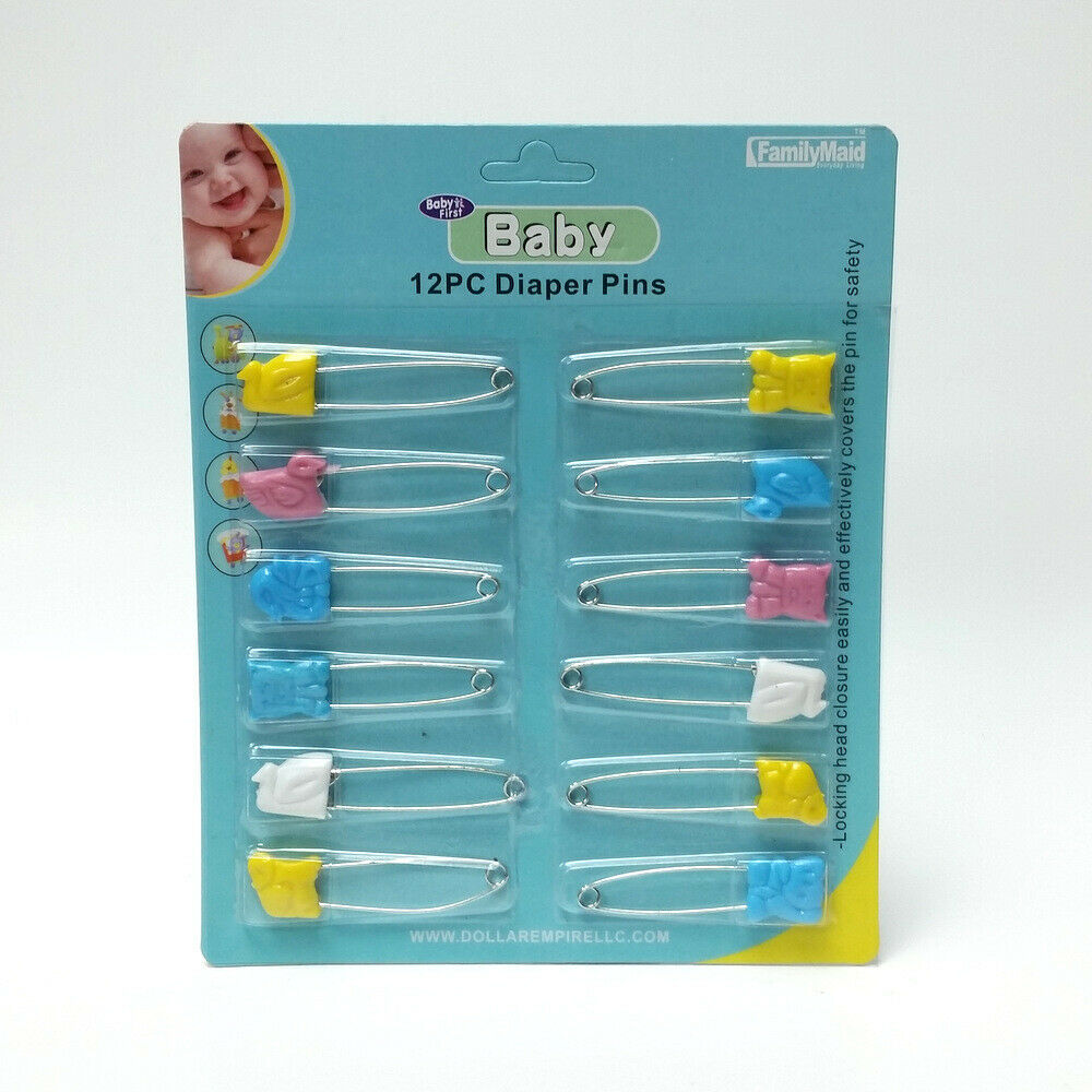 48 Piece Diaper Pins Baby Safety Pins Plastic Head Cloth Diaper