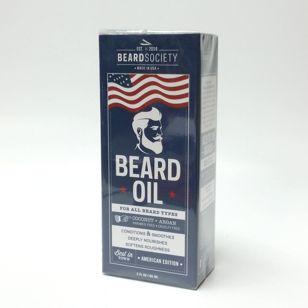 Beard Society Coconut & Argan Beard Oil 2 oz / 60 mL All Types Condition Soften