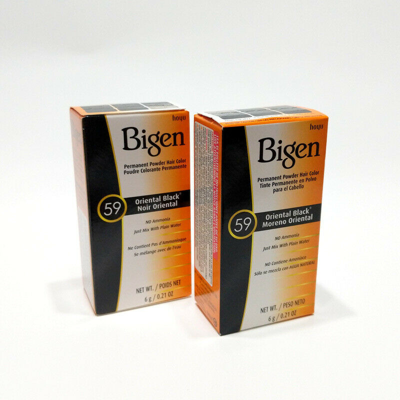 Bigen Permanent Powder Hair Color 59 Oriental Black Plastic Bottle 0.21oz 2-Pack