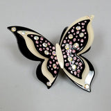 Black & Pink Butterfly Hair Clip with Rhinestones