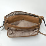 Calvin Klein Tan Pebble Leather Zipper Crossbody Purse Bag H7DEA2CB