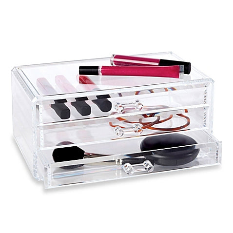 Crushed Diamond Three Compartments Deluxe Cosmetic Makeup Beauty Organizer  /SF-MP043