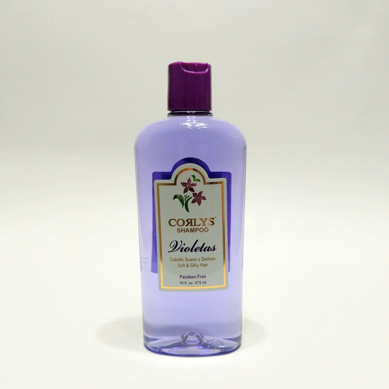 Corlys Shampoo Violetas 16 oz / 473 mL Soft & Silky Hair Violets Paraben-Free