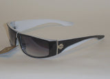 Women's Sunglasses Black White Frame Smoke Lens P7239