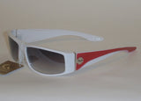 Women's Sunglasses White Red Frame Smoke Lens P7239