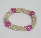 Silver and Hot Pink women bracelet