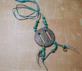 Turquoise wooden faux leather fashion necklace