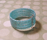 Blue spiral multistrand women column bangle bracelet