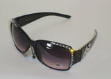 Women's Sunglasses Rhinestone Black Frame Pink Gradient Lens DG1619