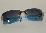 Women's Sunglasses Silver Metal Frame Blue Lens DG02