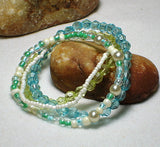 4 strings blue, lime and white bracelet