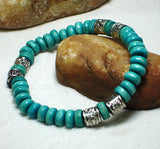 Wooden Aqua blue women bracelet