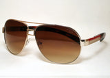 Men's Sunglasses Aviator Gold Metal Rim Amber Lens 2801PA