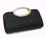 Black Braided Basketweave Design Clutch Handbag