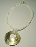 White beads and nacar pendant necklace