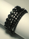 5 black mixed beaded strings bracelet