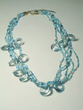 Blue turquoise and white beaded necklace