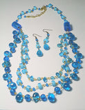 Turquoise murano crystal necklace w/earrings