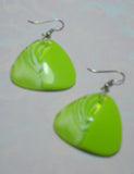 Bohemian lime green triangle earrings