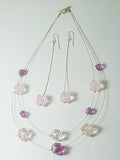 Purple crystal necklace w/earrings
