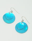 Blue nacar round earrings