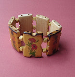 Wooden rose hand painted bracelet