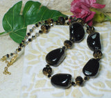 Necklace and Earrings Austrian Crystal Black brown Set
